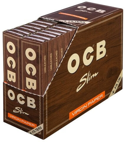 OCB Unbleached Virgin Slim PAPERS + TIPS - 32 Stk. à 32 Blatt