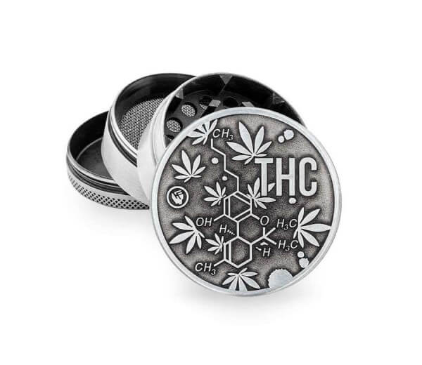 Metall-Grinder THC MOLECULE Silver 4-tlg. (50 mm)